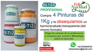 ... PROMO PROFESIONAL. Compra 4 Pinturas de 1 Kg y te obsequiamos un barniz/acabado transparente (del mismo formato). Envío GRATIS